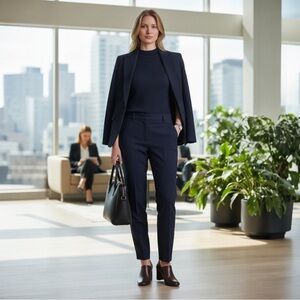 MISOOK PETITE Mock Neck Blue Sleeveless Knit Shell Top Minimalist Classic LP